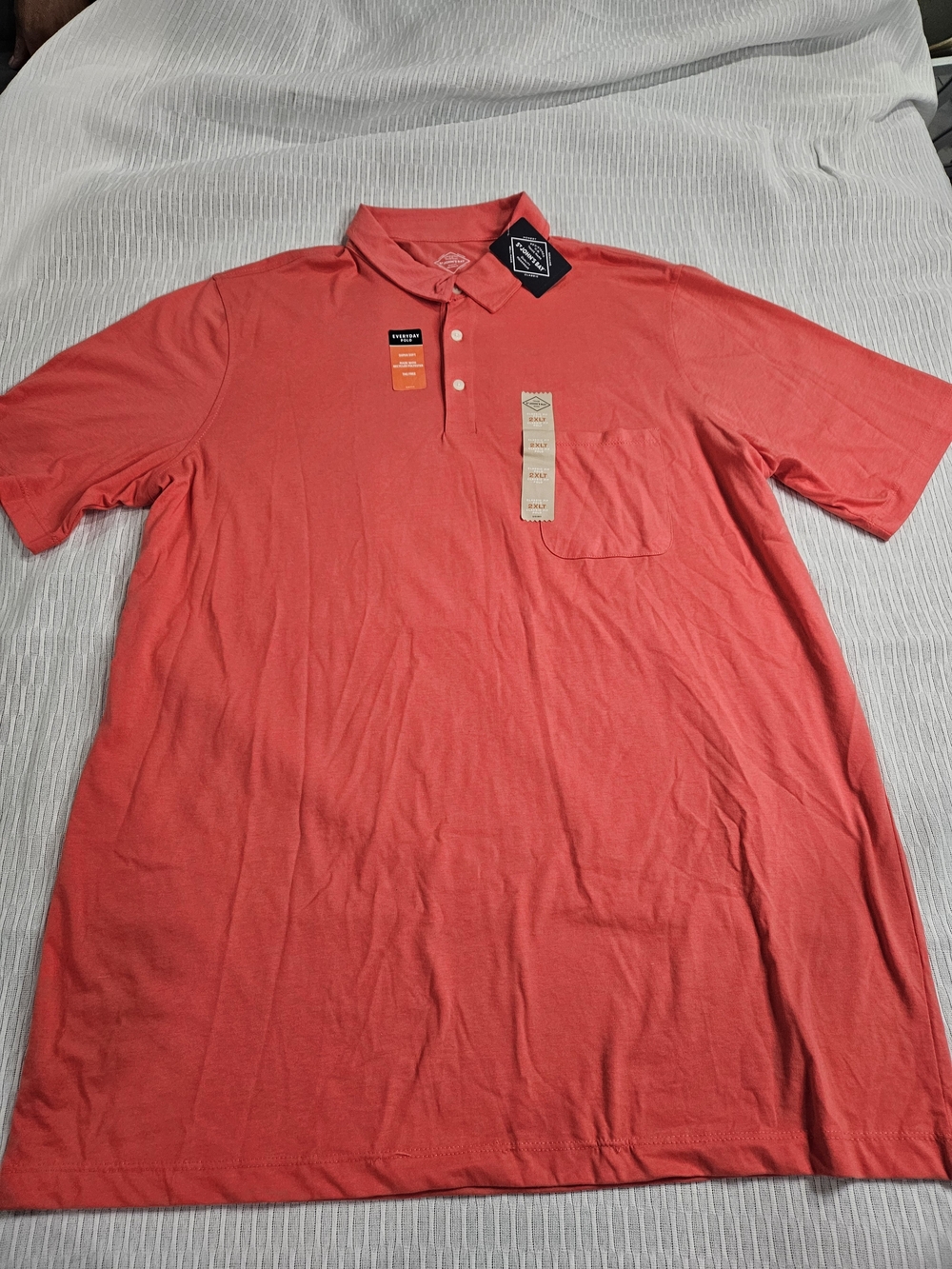 St. John's Bay Coral Red Short Sleeve Polo with Chest Pocket